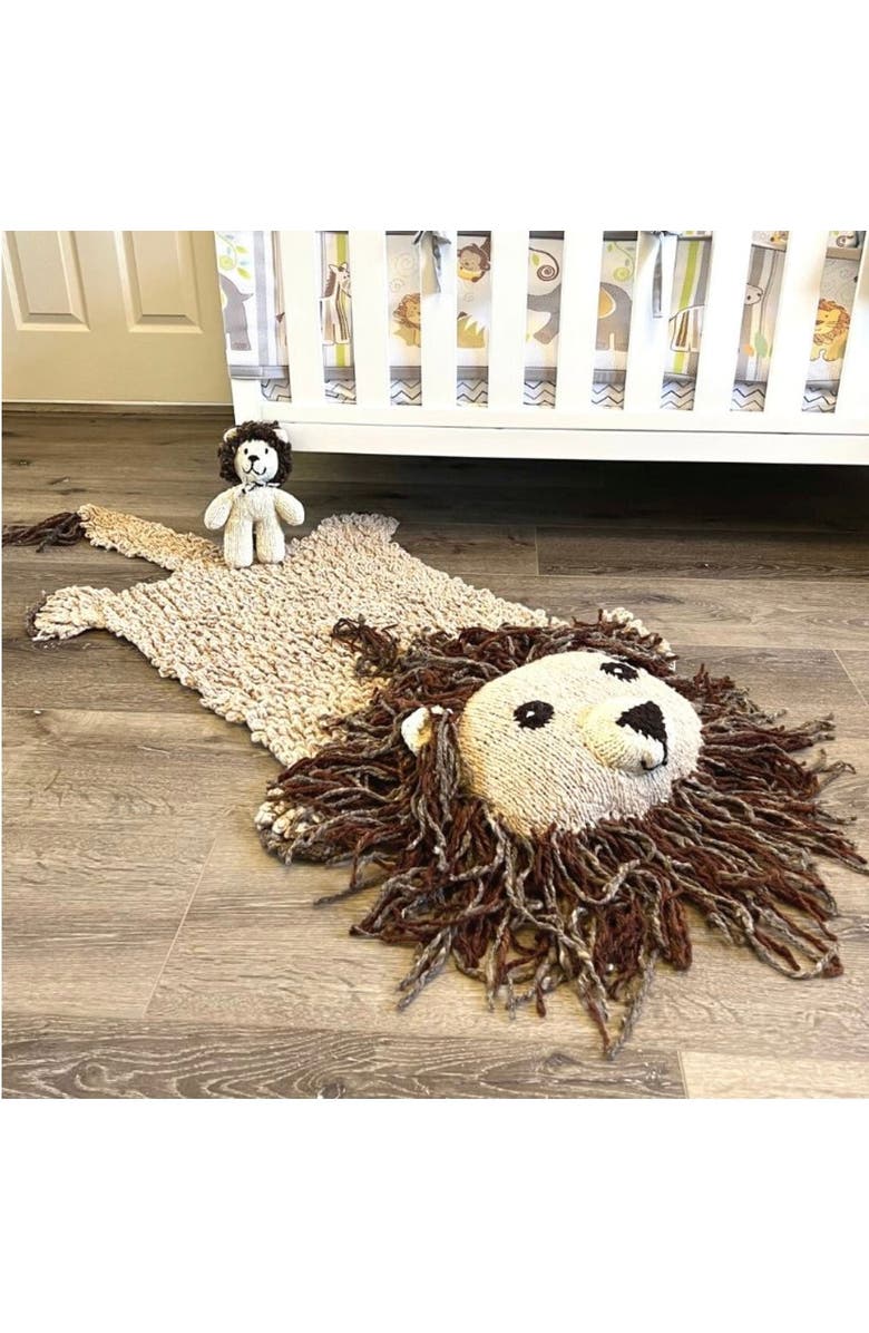 Finn + Emma Organic Wool Play Mat + Nursery Rug | Lion, Alternate, color, Beige