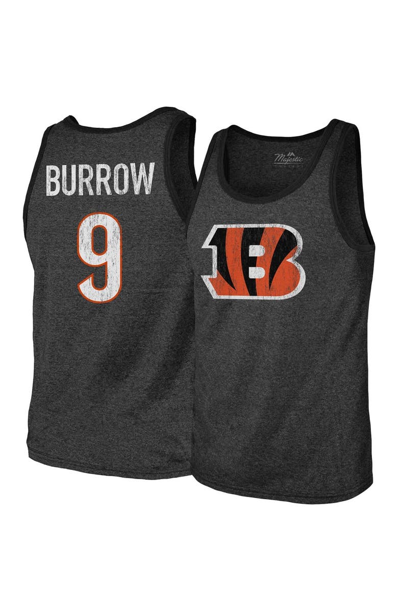 Majestic Threads Men's Majestic Threads Joe Burrow Black Cincinnati Bengals Name & Number Tri-Blend Tank Top, Main, color, Black