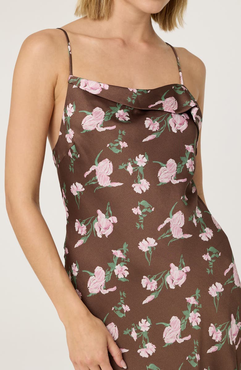 ASTR the Label Cowl Neck Slipdress, Alternate, color, Brown Pink Floral