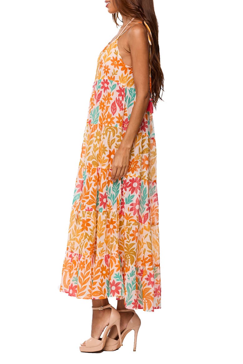 Floral Print Maxi Dress, Alternate, color, ORANGE