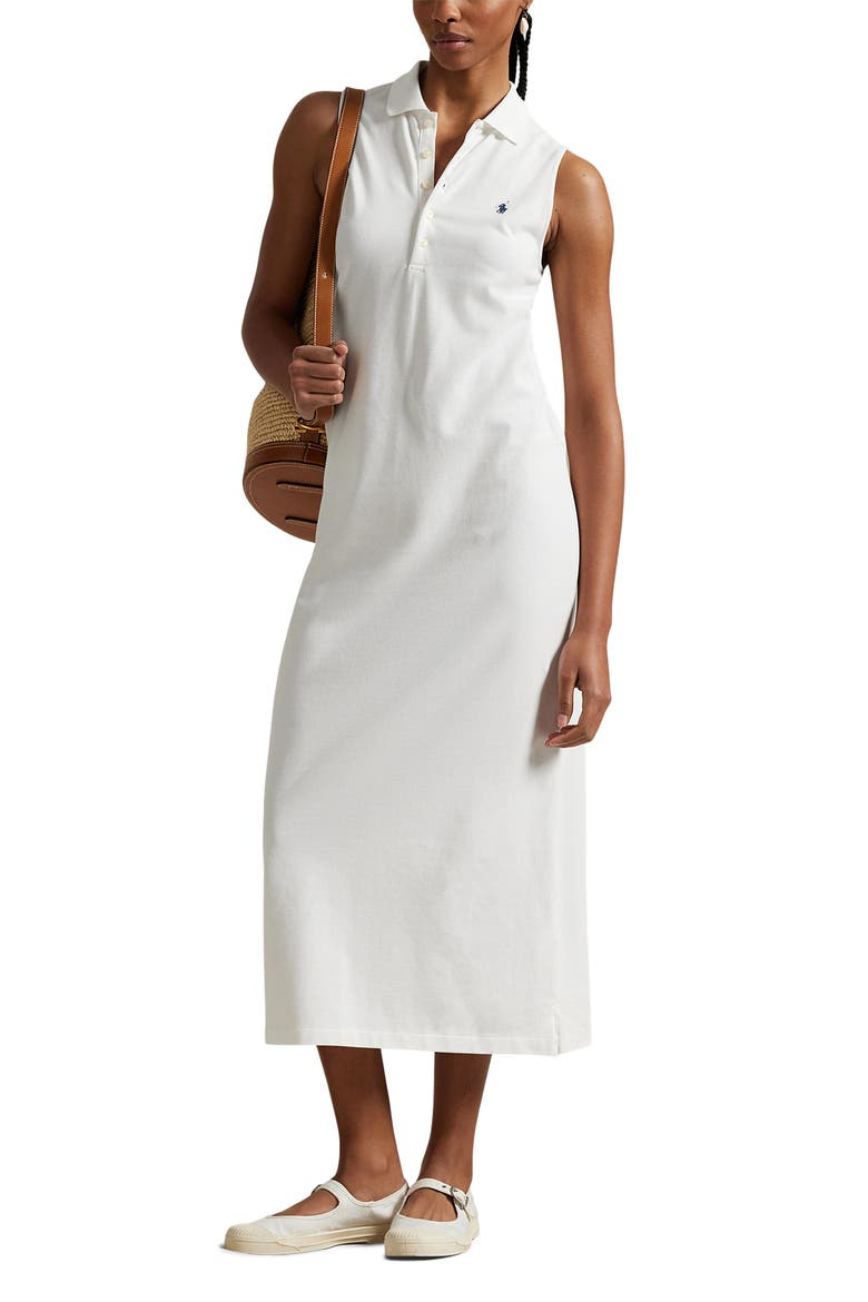 Sleeveless Polo Dress, Main, color, WHITE