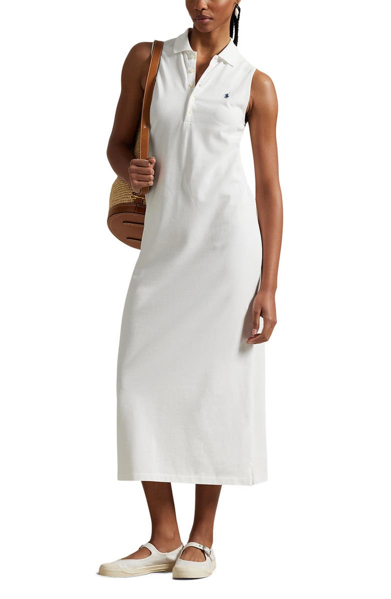 Polo Ralph Lauren Sleeveless Polo Dress, Main, color, White