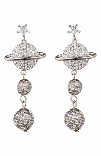 Saturn Cubic Zirconia Drop Earrings