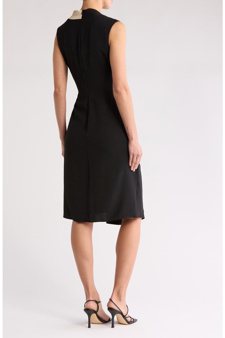 Colorblock Faux Wrap Dress, Alternate, color, SAND/ BLACK