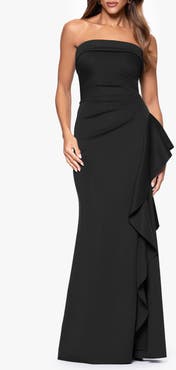 Xscape Evenings Ruffle Strapless Scuba Crepe Gown