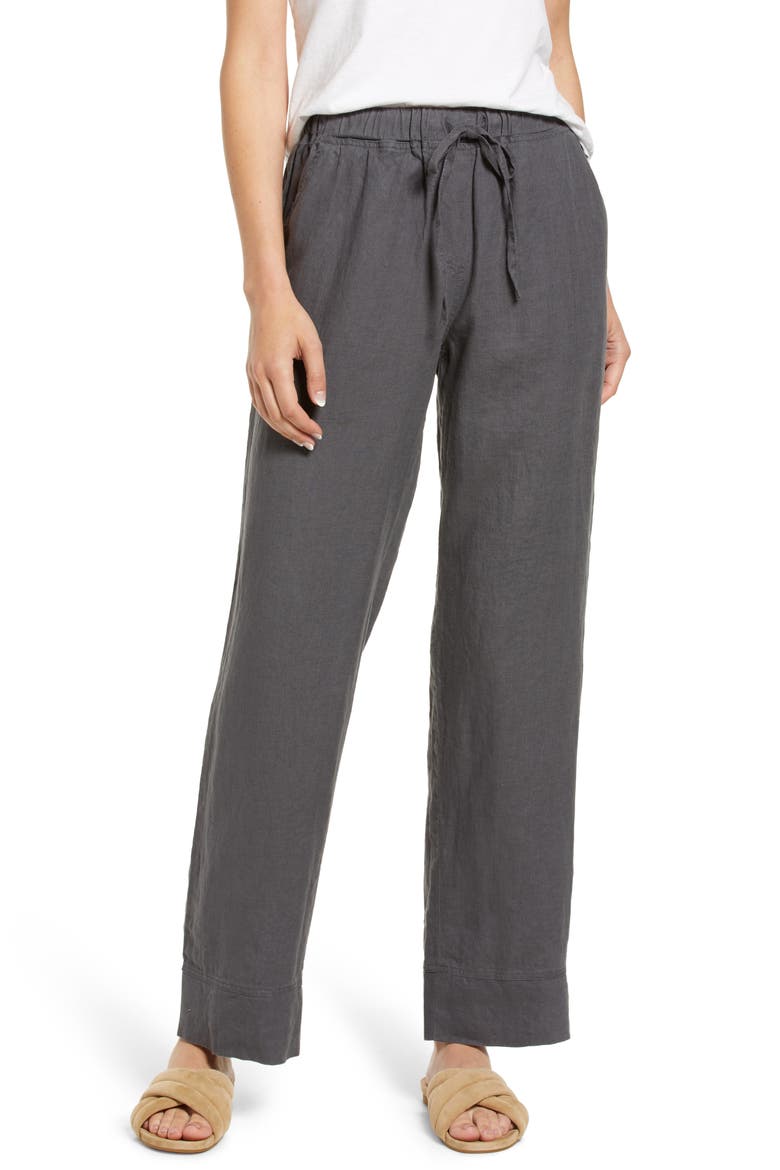 Linen Lounge Pants, Main, color, COAL