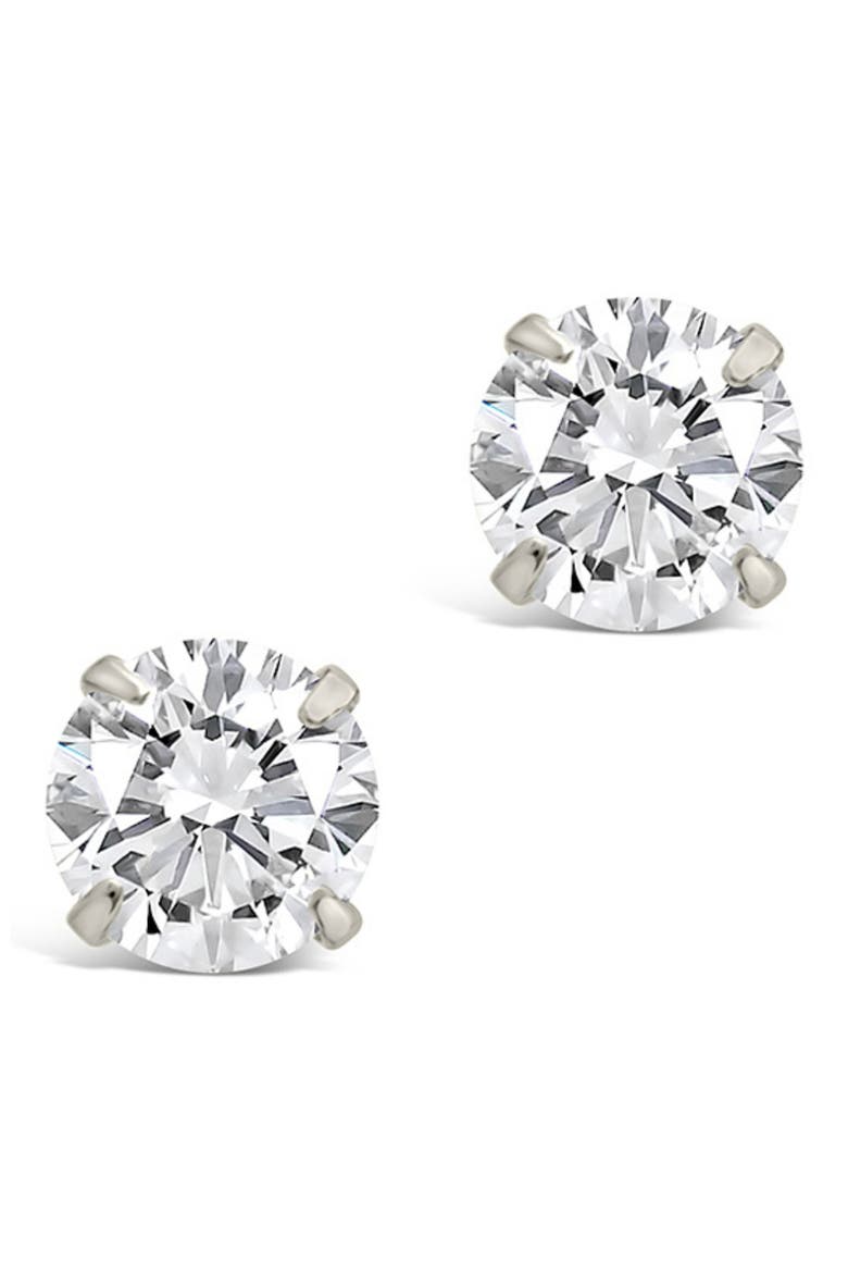Round Cubic Zirconia Stud Earrings, Alternate, color, SILVER