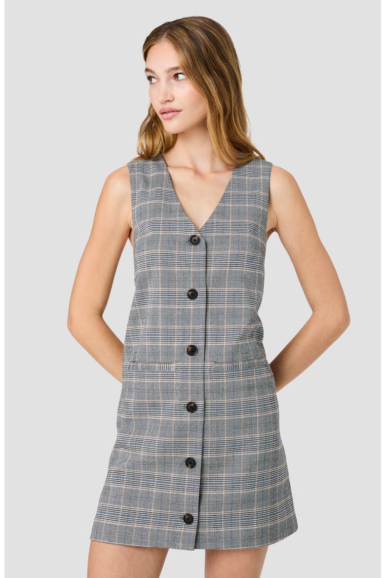 Matteo Plaid A-Line Minidress, Alternate, color, BLACK-OXFORD BLACK MULTI