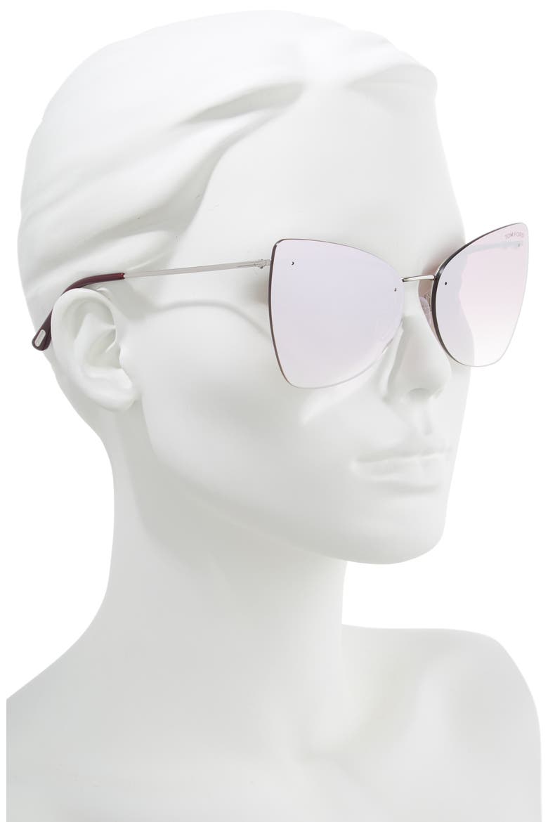 Presley 61mm Butterfly Sunglasses, Alternate, color, PALLADIUM/ PURPLE/ RED PEARL