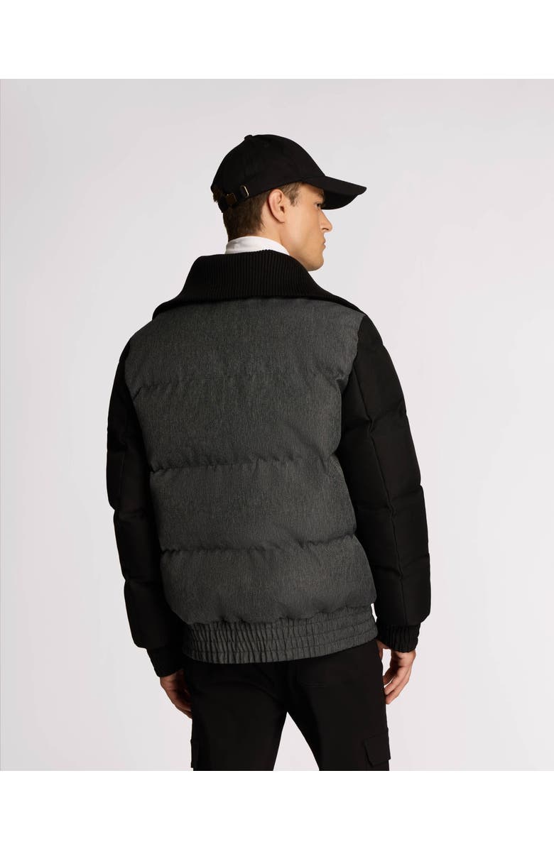 Alpenhaus Sebonack Quilted Denim-Look Bomber Jacket with Fold-Over Ribbed Collar, Alternate, color, Black