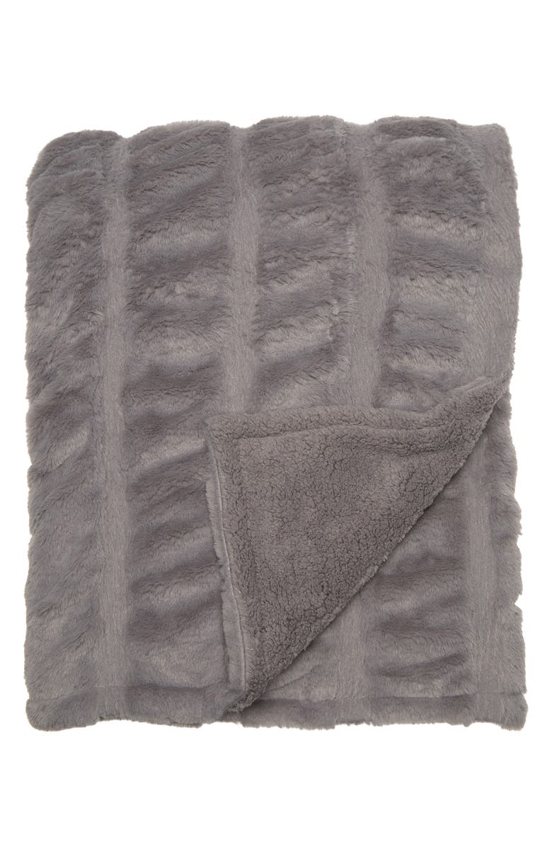 Nordstrom Pintuck Faux Fur Oversize Throw Blanket, Main, color, 
