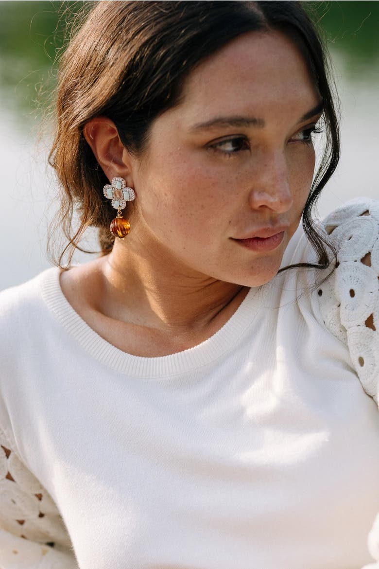 Vintage Amber Drop Earrings, Alternate, color, Amber