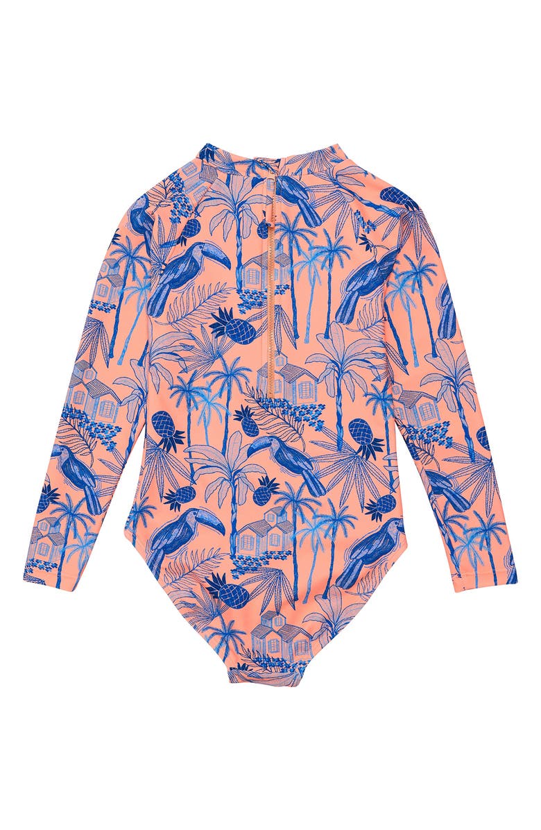 Snapper Rock Kids' Tropicana Vacay Long Sleeve One-Piece Rashguard Swimsuit, Alternate, color, 