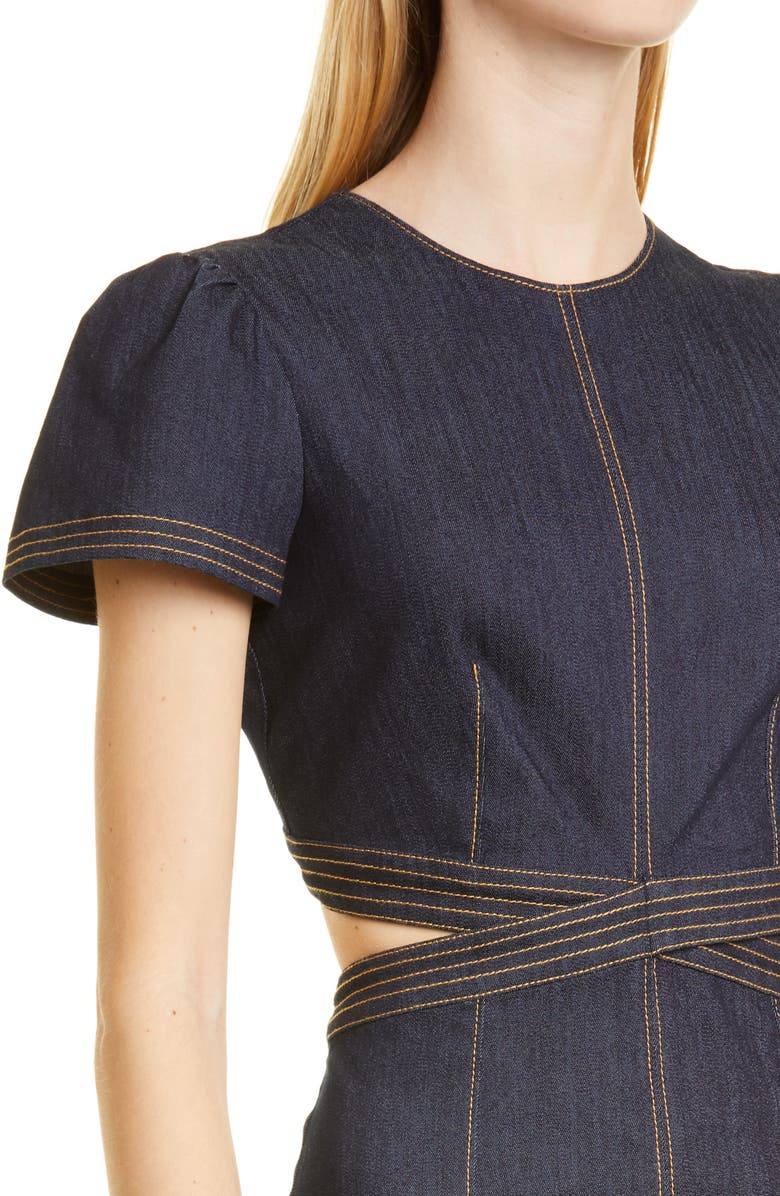 Cinq à Sept Maddy Cutout Denim Minidress, Alternate, color, 