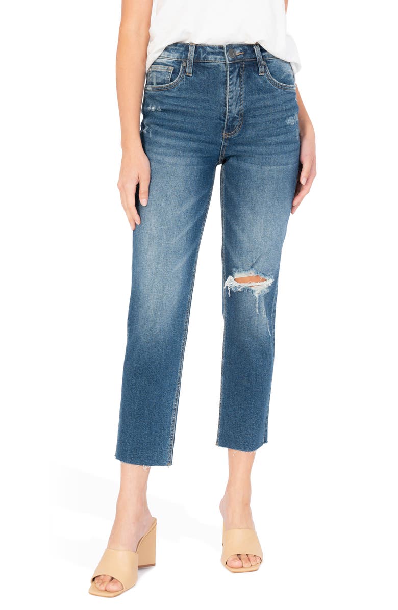 KUT from the Kloth Rachael Ripped High Waist Raw Hem Mom Jeans, Main, color, 