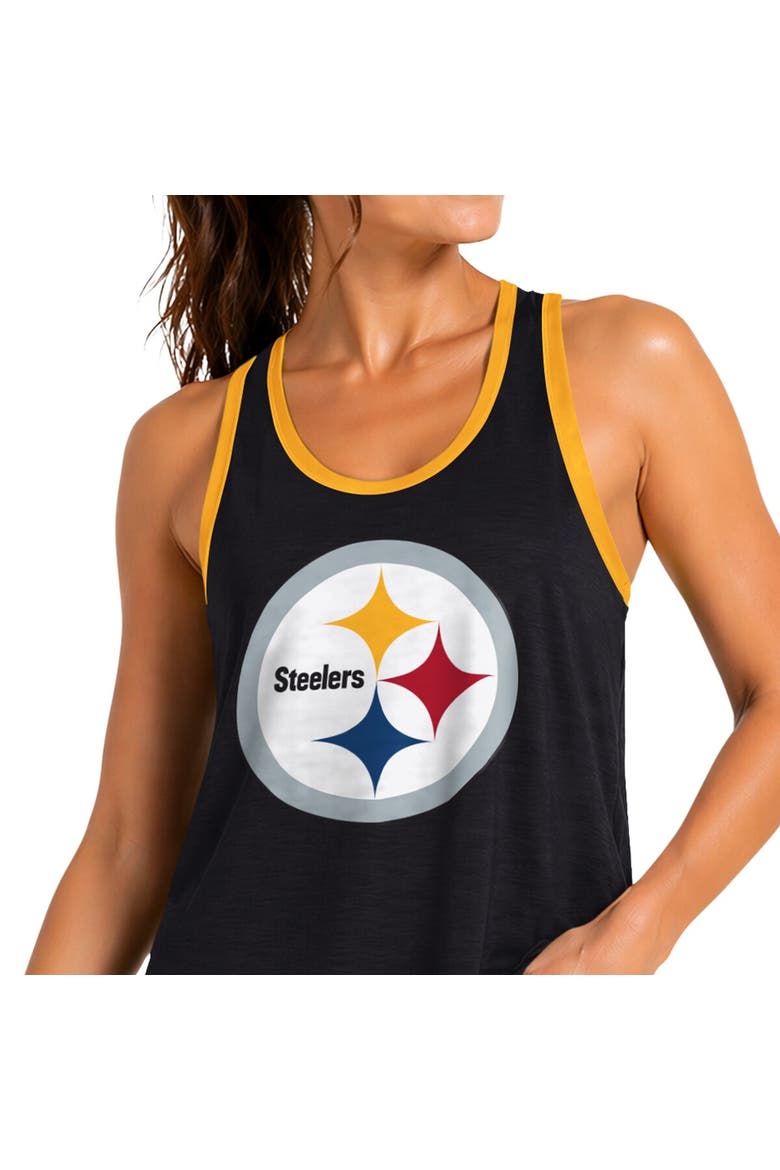 Women's G-III 4Her by Carl Banks Black Pittsburgh Steelers Tater II Racerback Tank Top, Alternate, color, Black