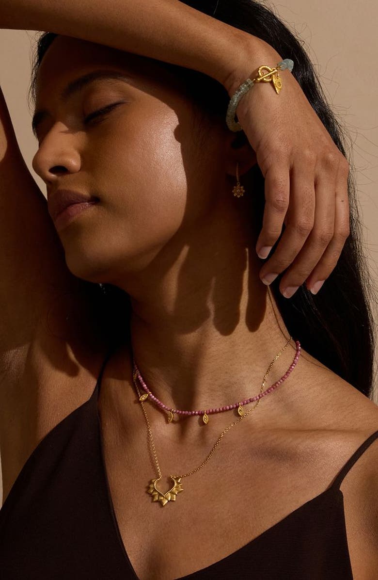 Satya Jewelry Aligned with Love Pink Tourmaline Heart Choker Necklace, Alternate, color, Pink