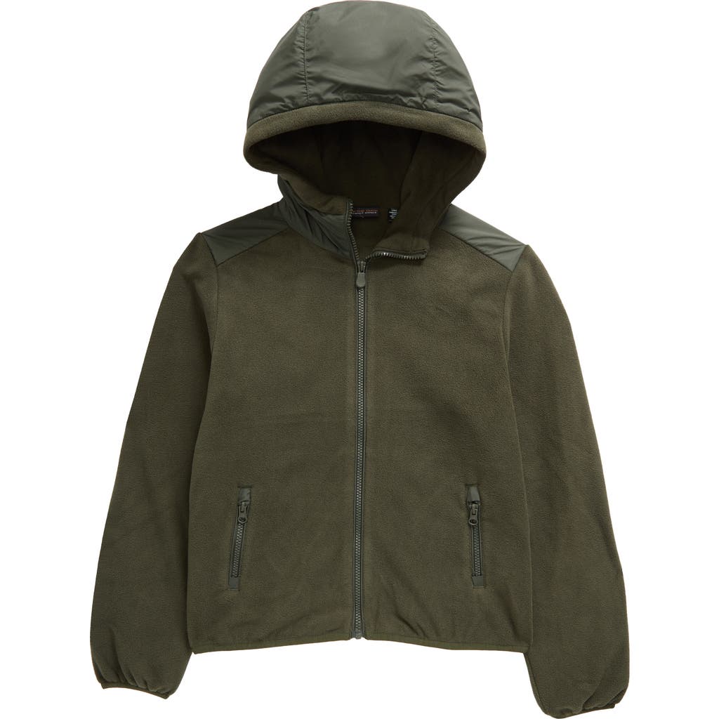 Save The Duck Kids' Neville Water Resistant Fleece Zip Hoodie In Land Green