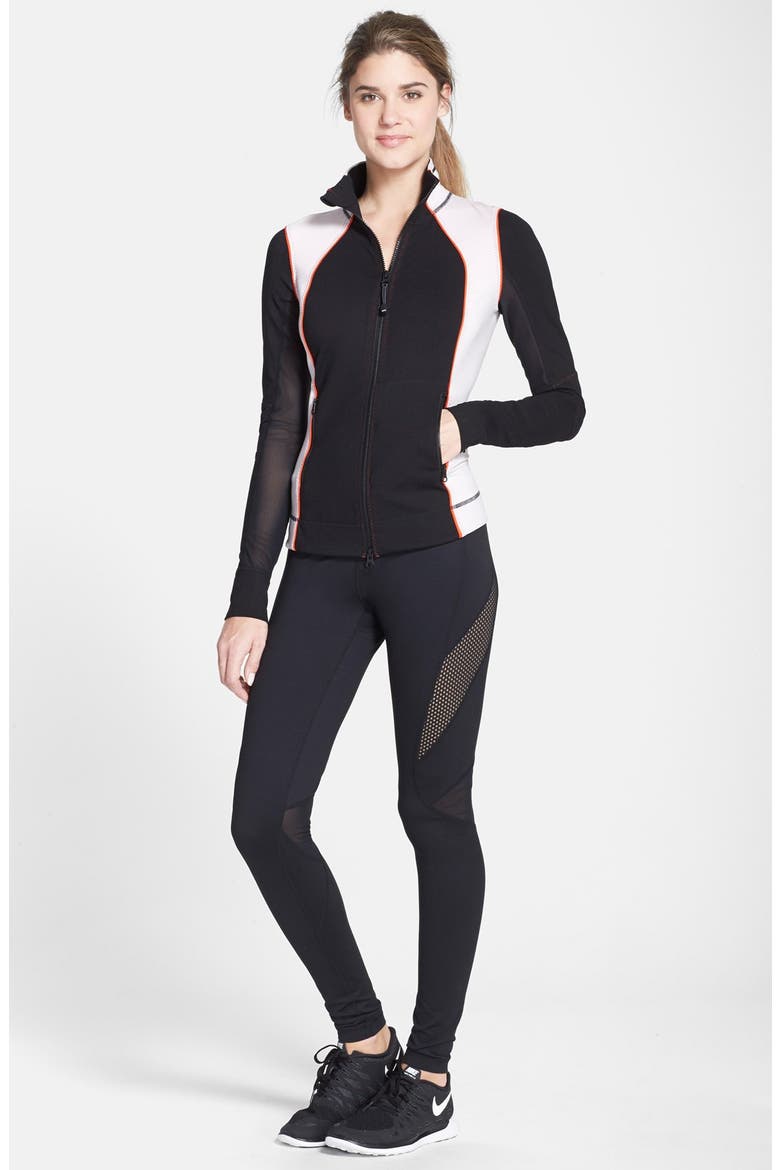 'Optic Mesh' Leggings, Alternate, color, BLACK