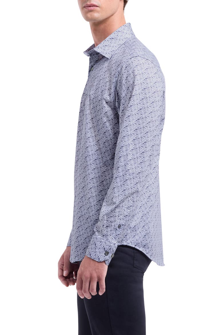 James OoohCotton® Music Print Button-Up Shirt, Alternate, color, PLATINUM