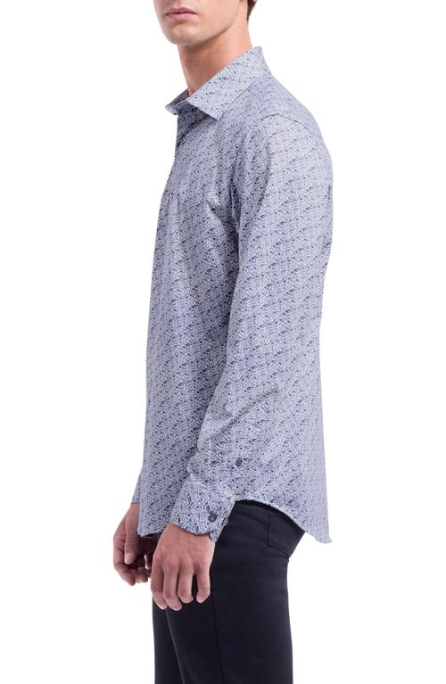 Bugatchi James Ooohcotton® Music Print Button-up Shirt In Blue