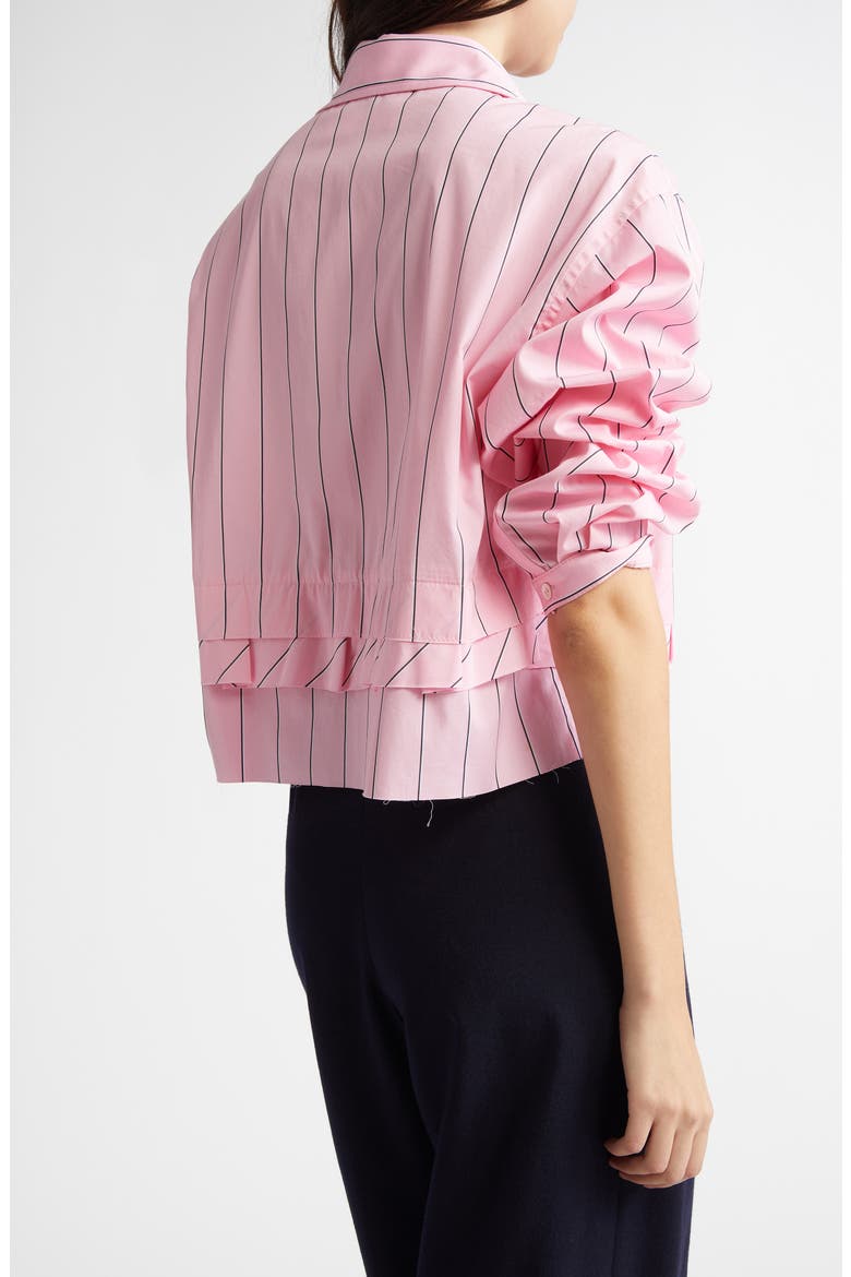Stripe Crop Button-Up Shirt, Alternate, color, ROSE STRIPE