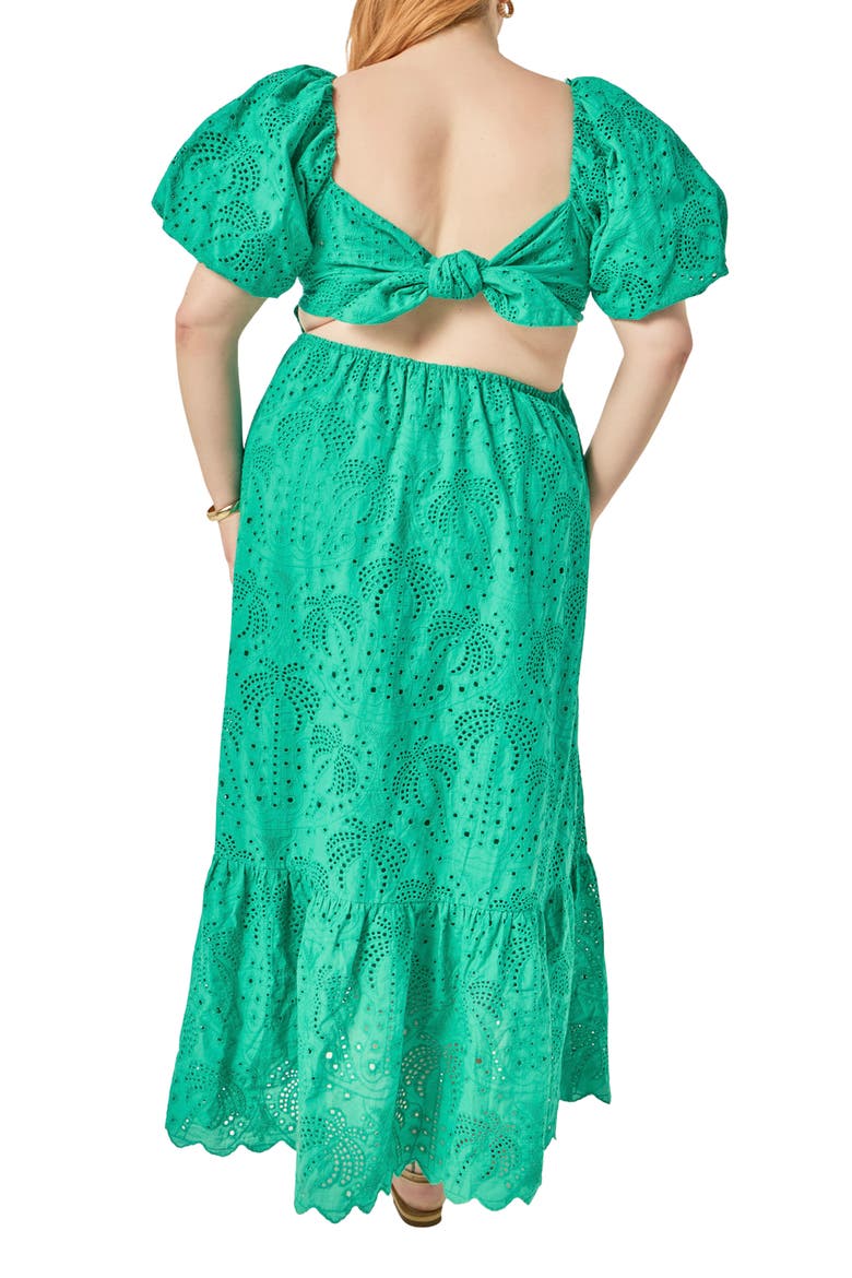 Embroidered Eyelet Resort Maxi Dress, Alternate, color, GREEN