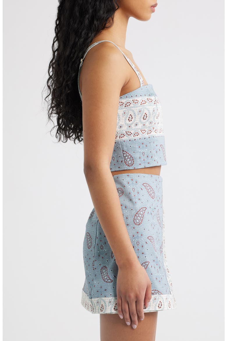 The Anya Paisley Print Crop Tank, Alternate, color, GEMSTONE MOSAIC DUSTY BLUE
