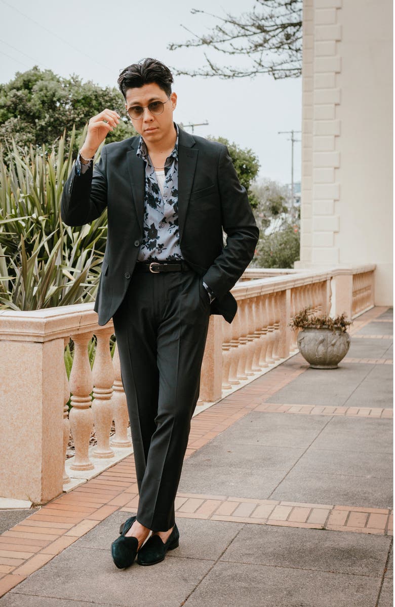 Open Edit Solid Slim Fit Wool Blend Sport Coat, Alternate, color, Black