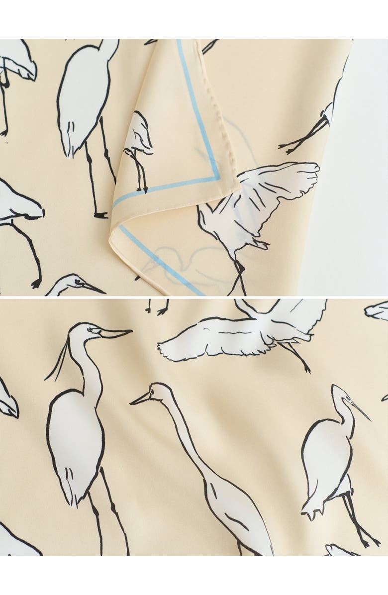Lost Pattern "Little Egret" Silk Pocket Square, Alternate, color, Beige