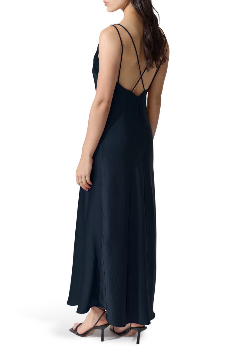 Sienna Strappy Hammered Satin Maxi Dress, Alternate, color, BLUE