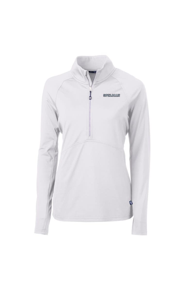 Cutter & Buck Women's Cutter & Buck White Spelman College Jaguars Adapt Eco Knit Half-Zip Pullover Jacket, Main, color, 