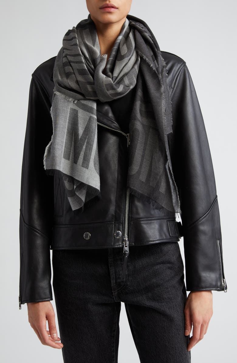 Moschino Logo Colorblock Modal, Silk & Cashmere Scarf, Alternate, color,