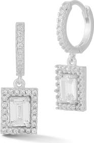 GLAZE JEWELRY Cubic Zirconia Drop Huggie Hoop Earrings