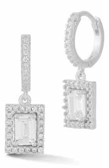 GLAZE JEWELRY Cubic Zirconia Drop Huggie Hoop Earrings