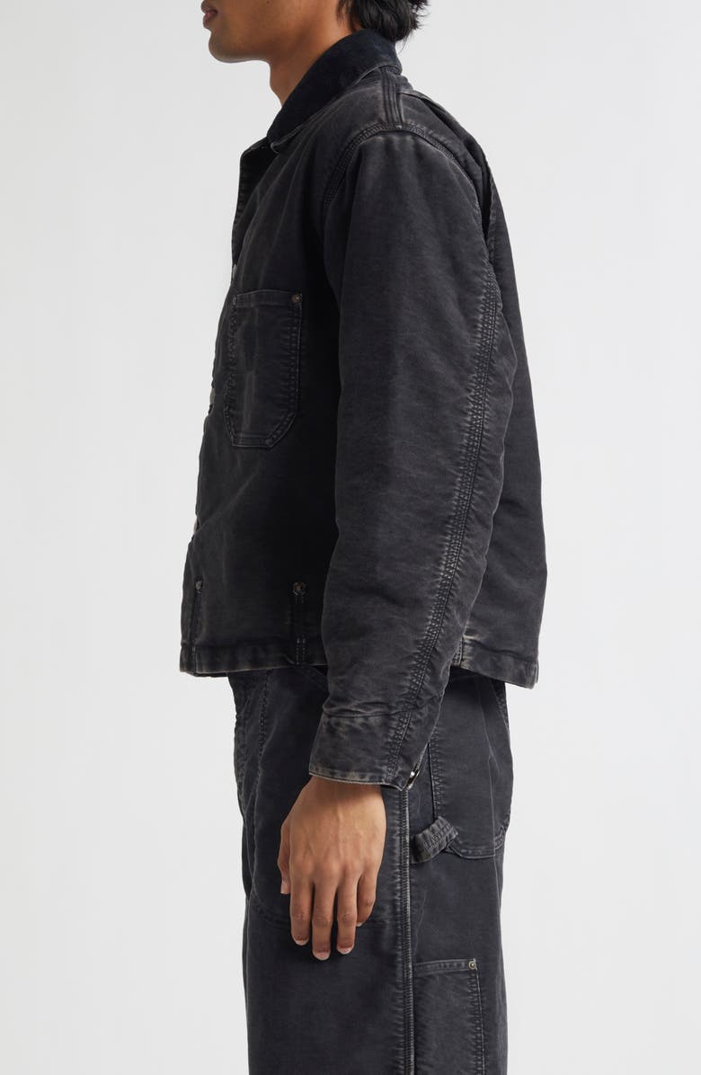 Maison Margiela Corduroy Collar Cotton Moleskin Sports Jacket, Alternate, color, Marbr Black