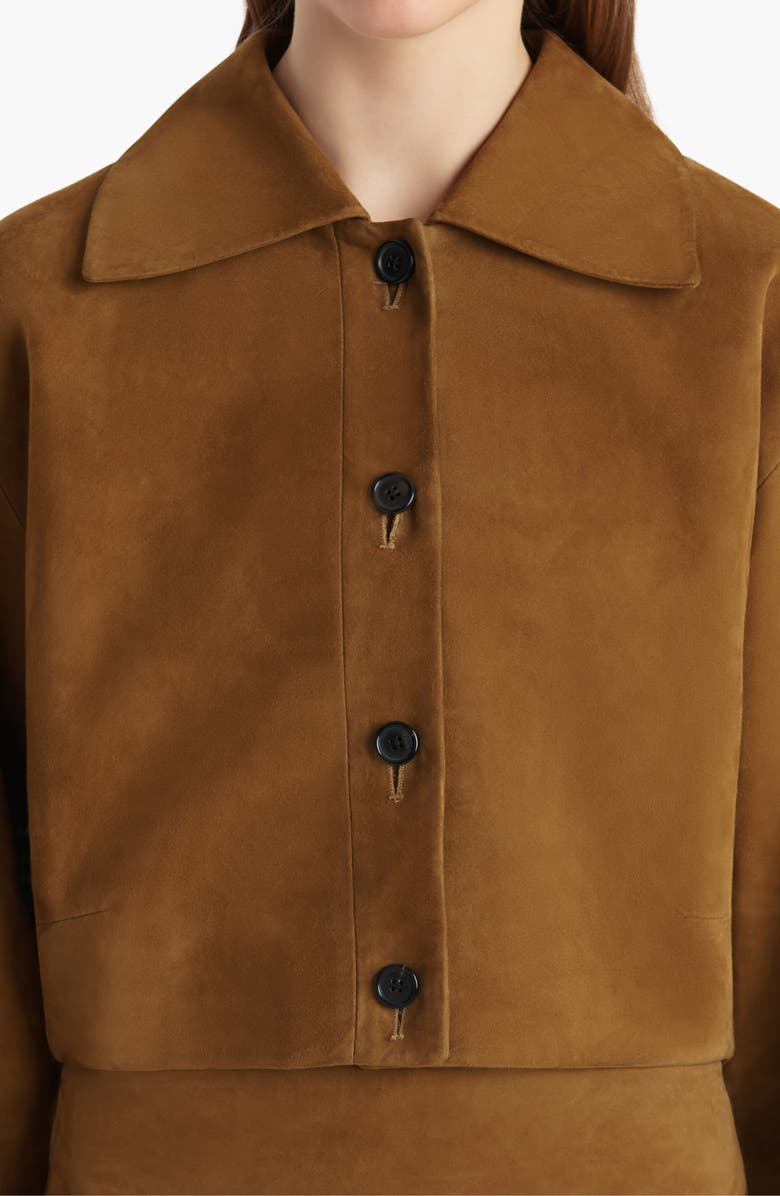 Khaite Sue Lambskin Suede Crop Jacket, Alternate, color, Toffee