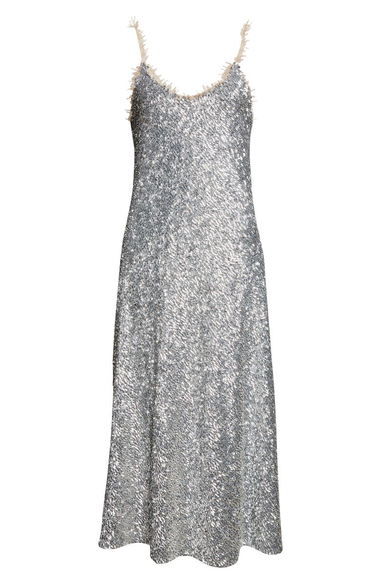 Rabanne Embellished Slipdress, Alternate, color, Skyrocket Grey