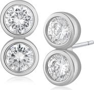 CZ by Kenneth Jay Lane Double Cubic Zirconia Bezel Stud Earrings