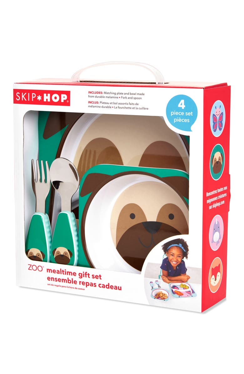 Skip Hop Zoo Pug Mealtime Plate, Bow & Utensil Set, Alternate, color, 