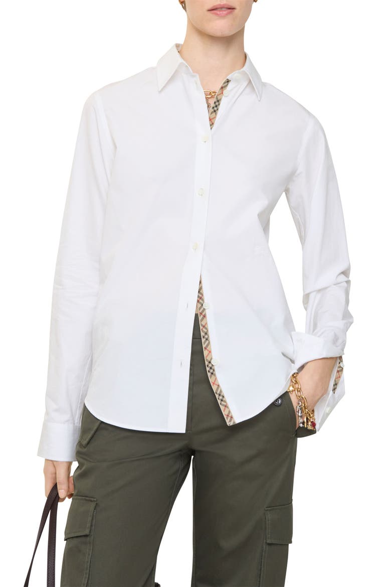 Ellora Cotton Poplin Button-Up Shirt, Alternate, color, WHITE