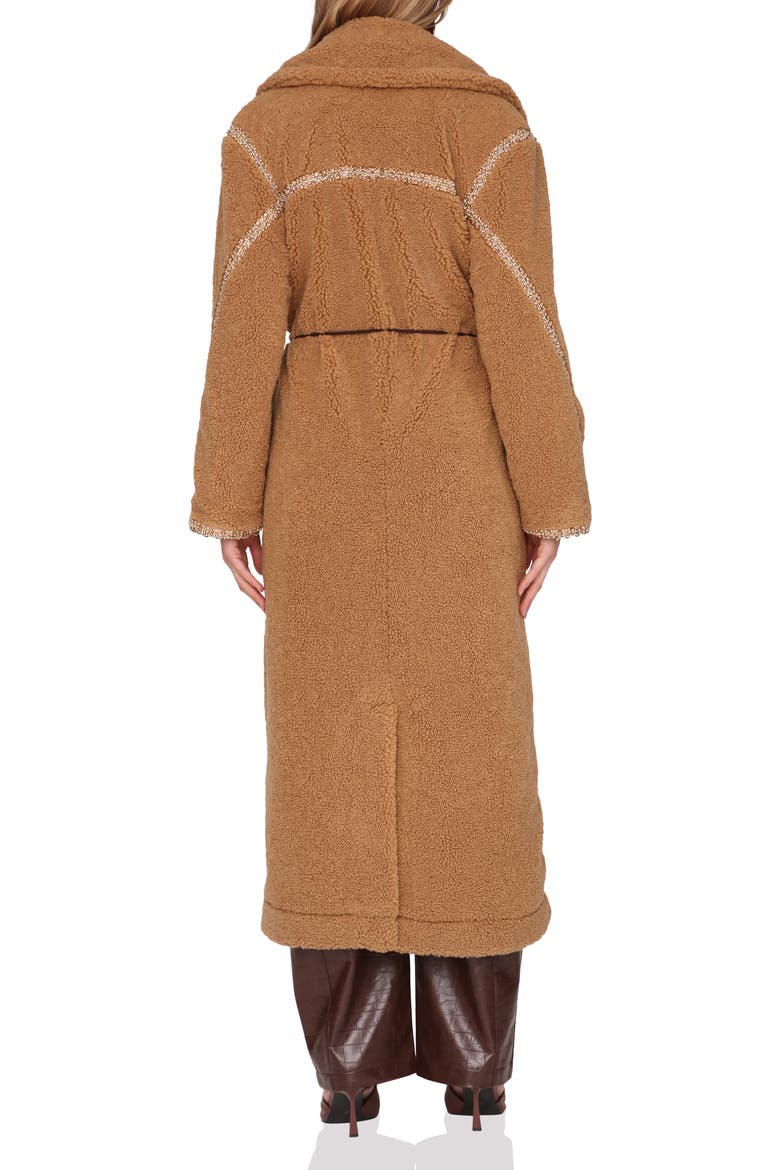 Faux Shearling Long Coat, Alternate, color, CAMEL