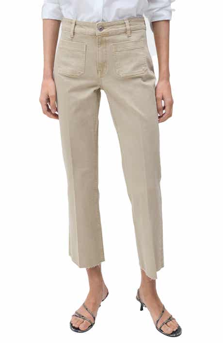 MANGO Alex Raw Hem Patch Pocket Crop Flare Jeans