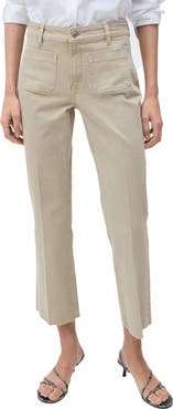 MANGO Alex Raw Hem Patch Pocket Crop Flare Jeans