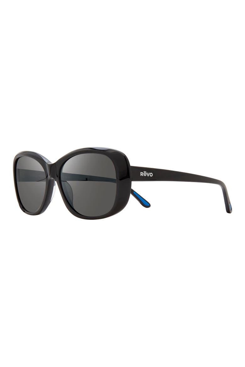 63mm Oval Polarized Sunglasses, Alternate, color, BLACK