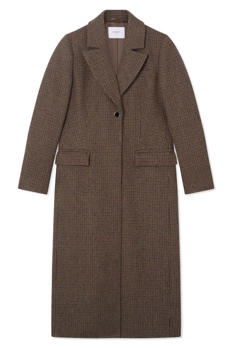 Dakota Check Wool Blend Coat, Alternate, color, BROWN