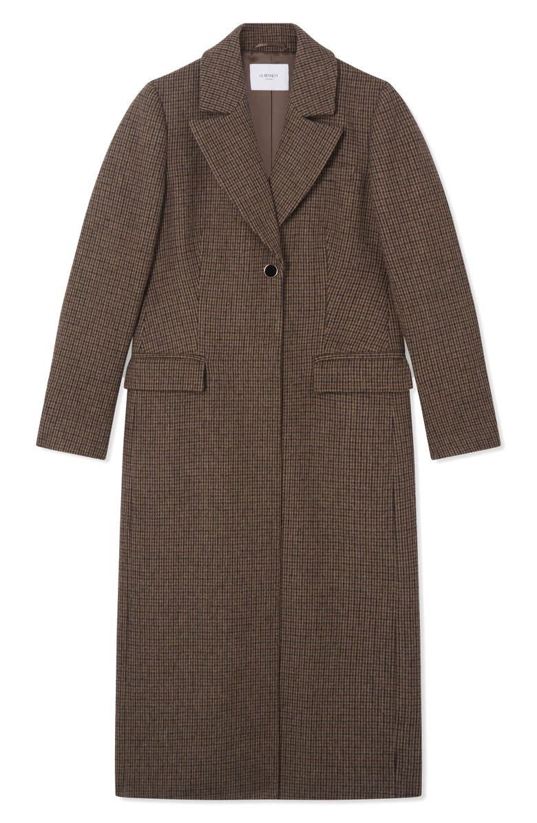 LK Bennett Dakota Check Wool Blend Coat, Alternate, color, Brown