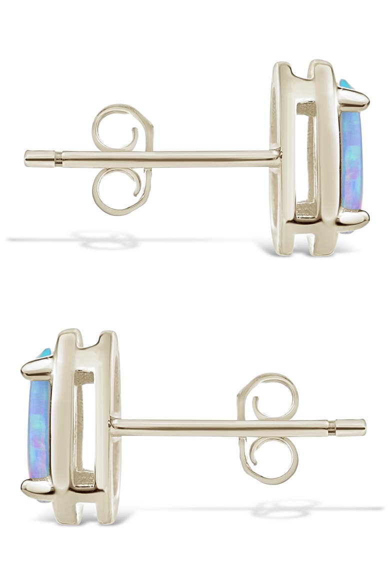 Blue Lab Created Opal Oval Stud Earrings, Alternate, color, SILVER