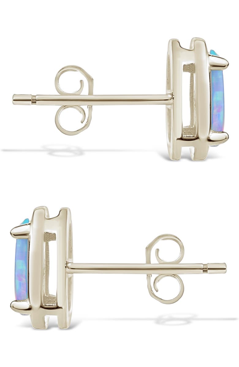 Sterling Forever Blue Lab Created Opal Oval Stud Earrings, Alternate, color, Silver