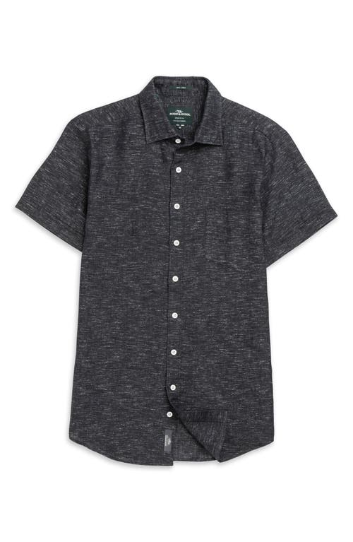 Rodd & Gunn Palm Beach Sports Fit Short Sleeve Linen Button-up Shirt In Black